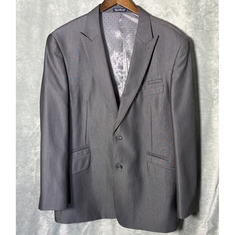 English Laundry Grey Pinstripe Peak Lapel Wool Blend Blazer Jacket Classic 46